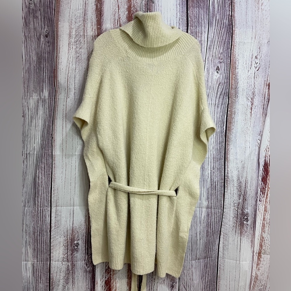 BCBG MaxAzria Cream Oversized Boxy Tunic Cowlneck Sleeveless Sweater OS #4049 - Picture 2 of 7